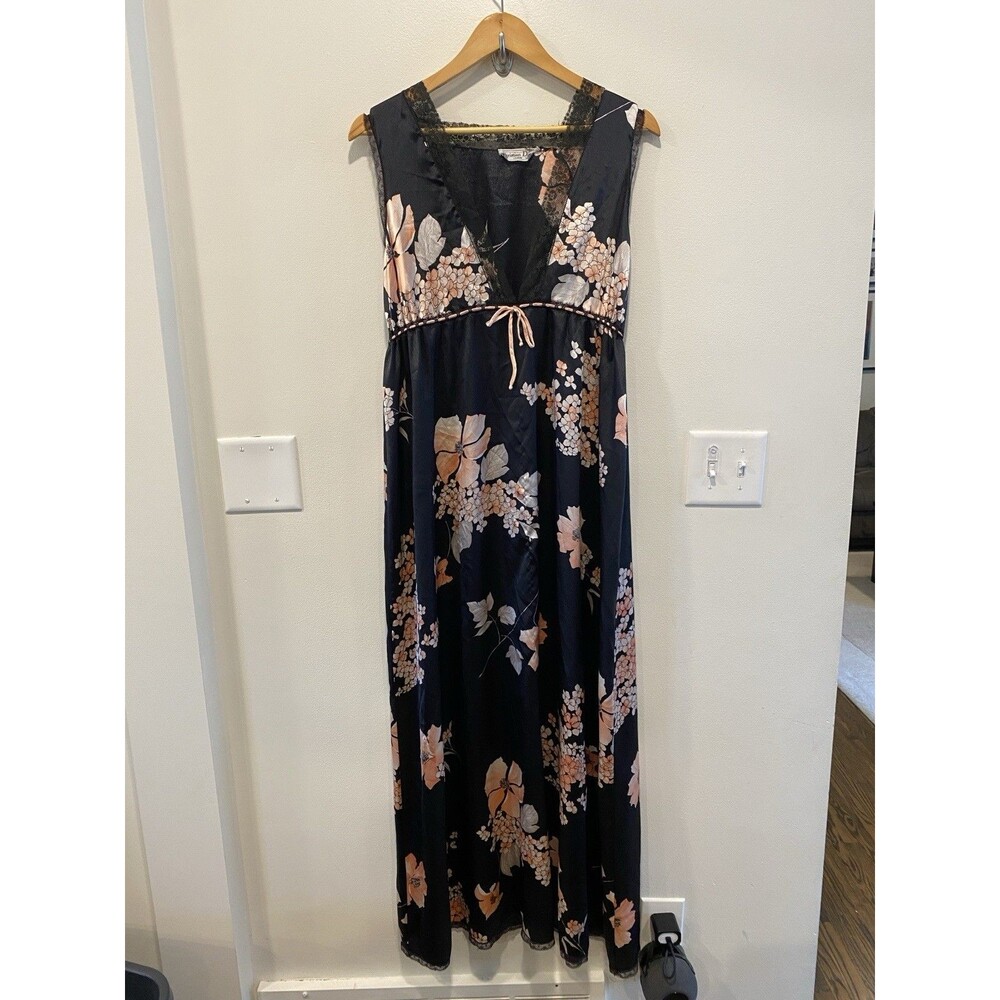 Vintage Christian Dior Satin Slip Maxi Dress Size Med Lingerie Coquette Grunge